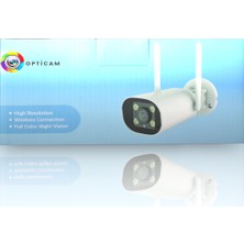 Opticam - OP580 - 3mp Lens - Hafıza Kartı Destekli - Beyaz - Wifi & Ethernet - Gece Görüşü Renkli Güvenlik Kamerası  - Hieasy