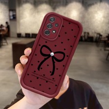 Ucuc Samsung Galaxy A72 5g Uyumlu Anti-Çarpma Kamerası Koruma Sevgi Kelebek Desen Burgundy Silikon Kılıf