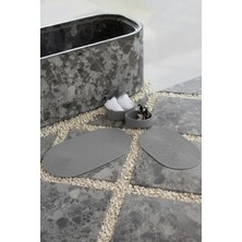 Comfort Craft Gri Hasır / Jüt 4 Parça Banyo Paspas Takımı | Oval Sepet, Paspas ve Dekor Seti