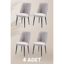 MyMassa Vento Sandalye - Jerika Krem - Metal Siyah Ayak (4 Adet) - Salon Sandalyesi / Mutfak Sandalyesi