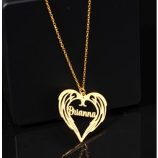 Myz Takı Melek Kanadı ve Kalp Figürlü İsimli 925 Ayar Gümüş Kadın Kolyesi