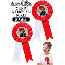 Artlantis 29 Ekim Atatürk Kurdelalı Rozet 5 Adet Kırmızı Beyaz Yaka Rozeti Çocuk Bayram Etkinlik 15 cm Kokart