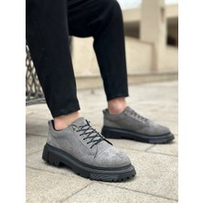 ET0245 Gri Süet Akıllı Lastik Bağcık Yüksek Taban Günlük Erkek Ayakkabı
