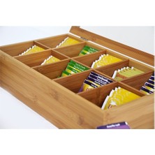 Bambum Bonte Bambu Çay Saklama Kabı 10 Bölmeli Antibakteriyel Dayanıklı 20x36x9 cm Ölçülerinde