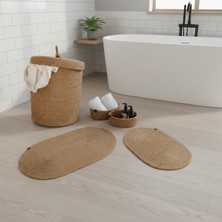 Comfort Craft Hasır / Jüt 5 Parça Hasır Banyo Paspas Takımı | Kirli Sepeti | Oval Sepetler