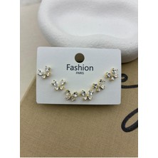 Hedef Bijuteri Zirkon Taşlı Gold Renk 6'lı Kelebek Model Küpe Seti