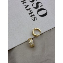 Hedef Bijuteri Zirkon Taşlı Üç Sıralı Kalın Halka Küpe CM29