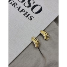 Hedef Bijuteri Zirkon Taşlı Gold Renk Güneş Işını Model Ear Climber Küpe CM17