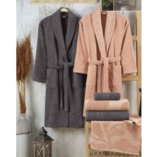 Pazarcan Puga Bornoz Seti Şeftali K.gri