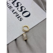 Hedef Bijuteri Gold Renk Dört Oval Taşlı Halka Küpe CM62