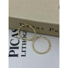 Hedef Bijuteri Gold Halka Petek Model 4 cm Çaplı Küpe