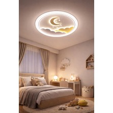 Kuzenler Modern Ay Bulut Tasarımlı LED Kumandalı 3 Renk Avize