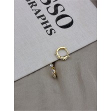 Hedef Bijuteri Gold Renk Üç Damla Taş Detaylı Mini Halka Küpe CM82