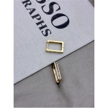 Hedef Bijuteri Gold Renk Dikdörtgen Model Zirkon Taşlı Küpe CM50