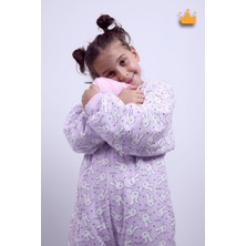 Baby Hola Çocuk Uyku Tulumu 2.5 Tog Kışlık  Kalın Elyaf Dolgulu Pamuk Astarlı  2-9 Yaş Mor Tavşan 6020