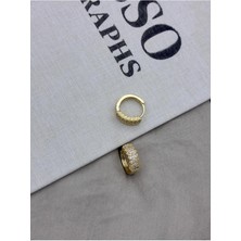 Hedef Bijuteri Zirkon Taşlı Gold Renk Kalın Halka Model Küpe CM09