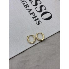 Hedef Bijuteri Zirkon Taşlı Gold Renk Oval Halka Küpe CM02