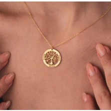 Myz Takı Halka Formlu Hayat Ağacı Figürlü  İsimli 925 Ayar Gümüş Kadın Kolyesi