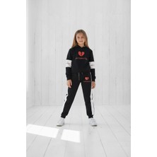 Black Steel Garson Boy Kız Baskılı Kapşonlu Eşofman Takımı