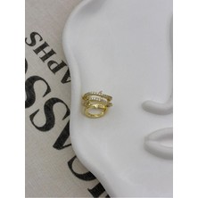 Hedef Bijuteri Gold Renkli 3 Sıralı Sarmaşık Çoklu Görünümlü Zirkon Taşlı Kıkırdak Küpe Earcuff