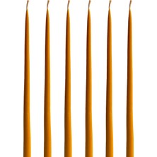 PremiumPort Doğal Petek Bal Mumu Mum, 6'lı Konik Şamdan Seti, Dekoratif ve Sıcak Atmosfer