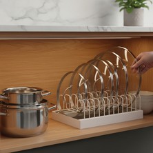 Decorelax  24/40 Tabaklık Rafı Tabak Kurutmalık Tencere Kapak Düzenleyici Organizer Standı Beyaz