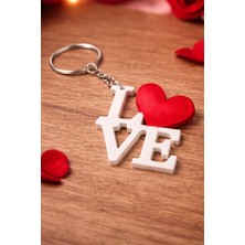 Yapı3D ❤️ Love Yazılı Kalpli Anahtarlık | Gümüş Renk Zincirli Romantik Anahtar & Çanta Aksesuarı