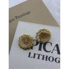 Hedef Bijuteri Vizon Tül ve Inci Detaylı Özel Seri Gold Renk Küpe