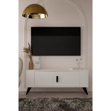 Demonte Decor 1373DD Retro-64 Tv Sehpası Beyaz-Siyah