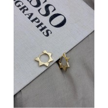 Hedef Bijuteri Gold Renk Yıldız Model Halka Zirkon Taşlı Küpe CM51