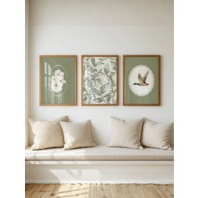 Fuart.Co Çiçekler ve Leylek 3 Lü Dijital Baskı Poster Seti (Çerçevesiz) Svıfu