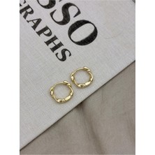 Hedef Bijuteri Gold Renk Dalgalı Halka Model Küpe CM48