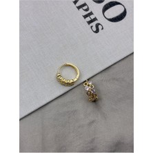 Hedef Bijuteri Zirkon Taşlı Gold Renk Mini Halka Küpe CM01