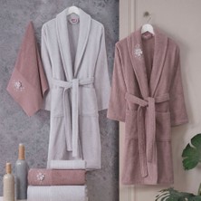 Pazarcan Line - Pamuklu Bornoz Seti - Gül A.gri