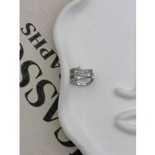 Hedef Bijuteri Gümüş Renkli 3 Sıralı Sarmaşık Çoklu Görünümlü Zirkon Taşlı Kıkırdak Küpe Earcuff