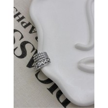 Hedef Bijuteri Gümüş Renkli 6 Sıralı Çoklu Görünümlü Zirkon Taşlı Kıkırdak Küpe Earcuff