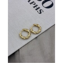 Hedef Bijuteri Gold Renk Kalın Burgulu Halka Model Küpe CM46