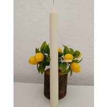 PremiumPort Açık Krem Soya Mumu, Uzun Çubuk, Doğal Pudra Kokulu, Dekoratif 1 Adet