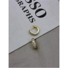 Hedef Bijuteri Gold Renk Zirkon Taş Detay Kalın Mini Halka Küpe CM81