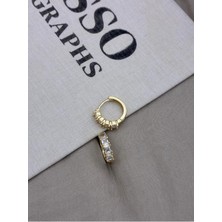 Hedef Bijuteri Gold Renk Dört Baget Taşlı Halka Küpe CM67