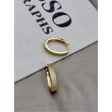 Hedef Bijuteri Gold Renk U Form Taş Dizilimli Halka Küpe CM66