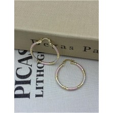 Hedef Bijuteri Gold Üzeri Üç Renkli 4,5 cm Çaplı Büyük Halka Küpe