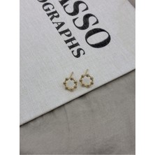 Hedef Bijuteri Zirkon Taşlı Gold Renk Mini Halka Çevresi Taşlı Çivi Küpe CM18