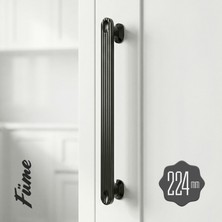 Badem10 Özen Füme Çekmece Kulp (224 Mm) Dolap Çekmece Gardrop Mobilya Füme Lüks Çizgili Kulp