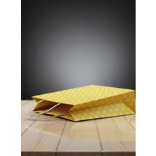 e ERTA Sarı Benekli Kraft Çanta 25X31 cm 5 Adet Hediye Poşeti ,hediye Paketi ,puantiyeli Kraft Kağıt Çanta