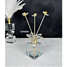 PremiumPort Parfüm Şişesi Kristal Tepeli Şeffaf Gold Renkli Tasarım