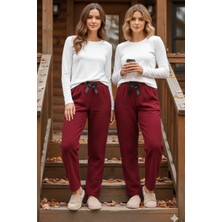Pazarcan Peluşlu Pijama Alt Bordo Nr