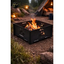 3art Metal Dekorasyon Ateş Çukuru – Geyik Desenli Kamp Ateşi - Bahçe, Kamp & Outdoor Şömine