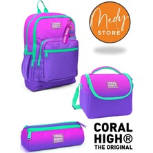 Coral High Pembe Mor Renk Geçişli 3’lü Okul Çanta Seti