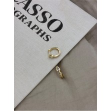 Hedef Bijuteri Gold Renk Tek Damla Taş Detaylı Oval Halka Küpe CM190